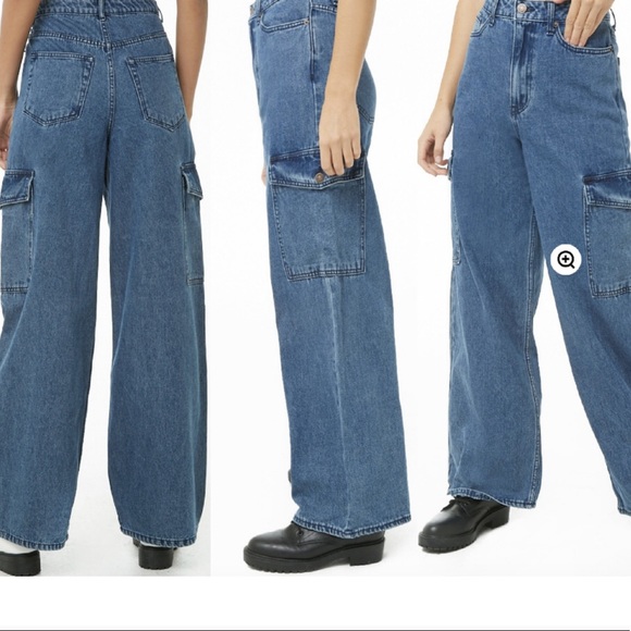 Forever 21 • Wide Leg Cargo Jeans - Picture 2 of 14